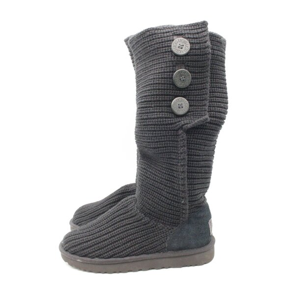 UGG Australia  Women's Size 9 Classic Cardy Knit Black Boots 1016555 - Picture 4 of 8